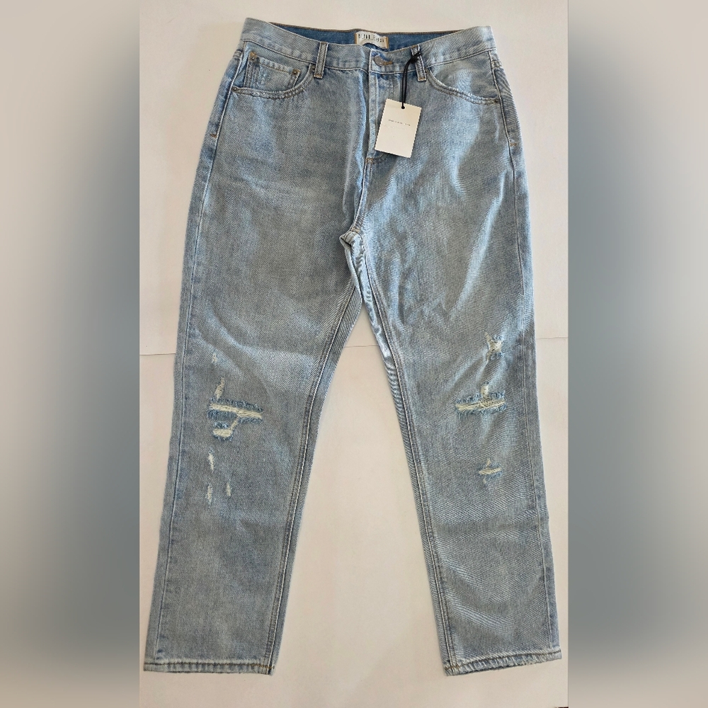 Casual Light Blue Distressed Boyfriend Jeans